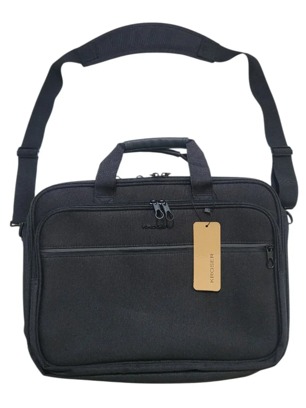 KROSER Black Expandable Laptop Bag Briefcase Travel Bag Shoulder Strap Business